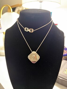 Givenchy Silver-Tone Double Layer Pendant Necklace